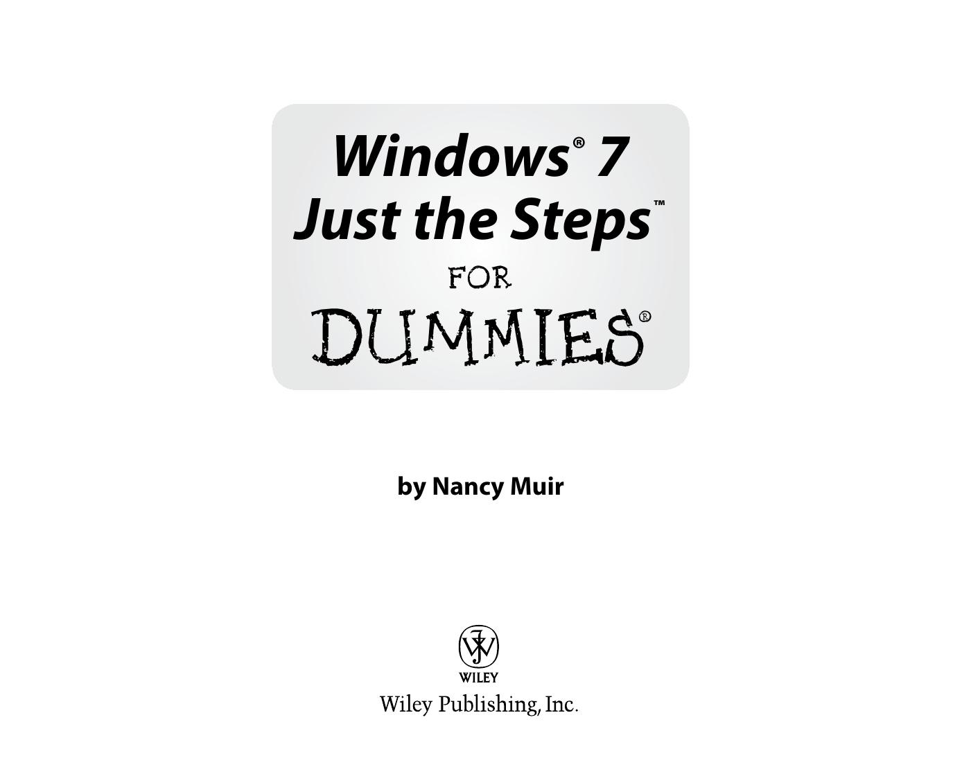 Windows 7 Just the Steps For Dummies by Unknow