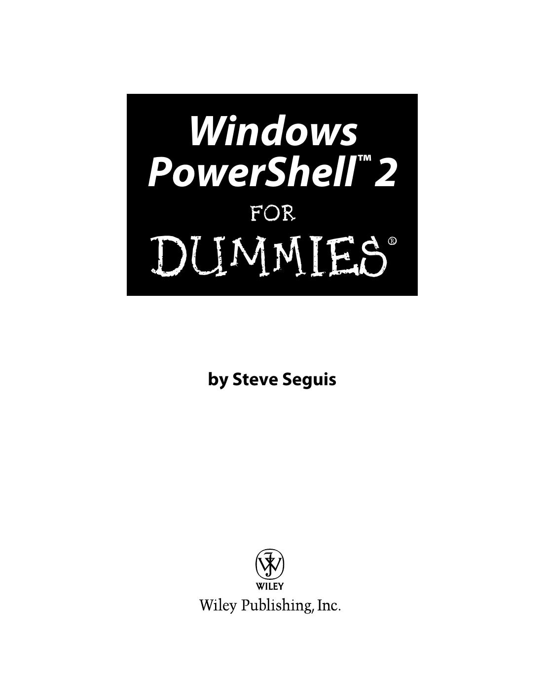Windows Powershell 2 for dummies by Steve Seguis