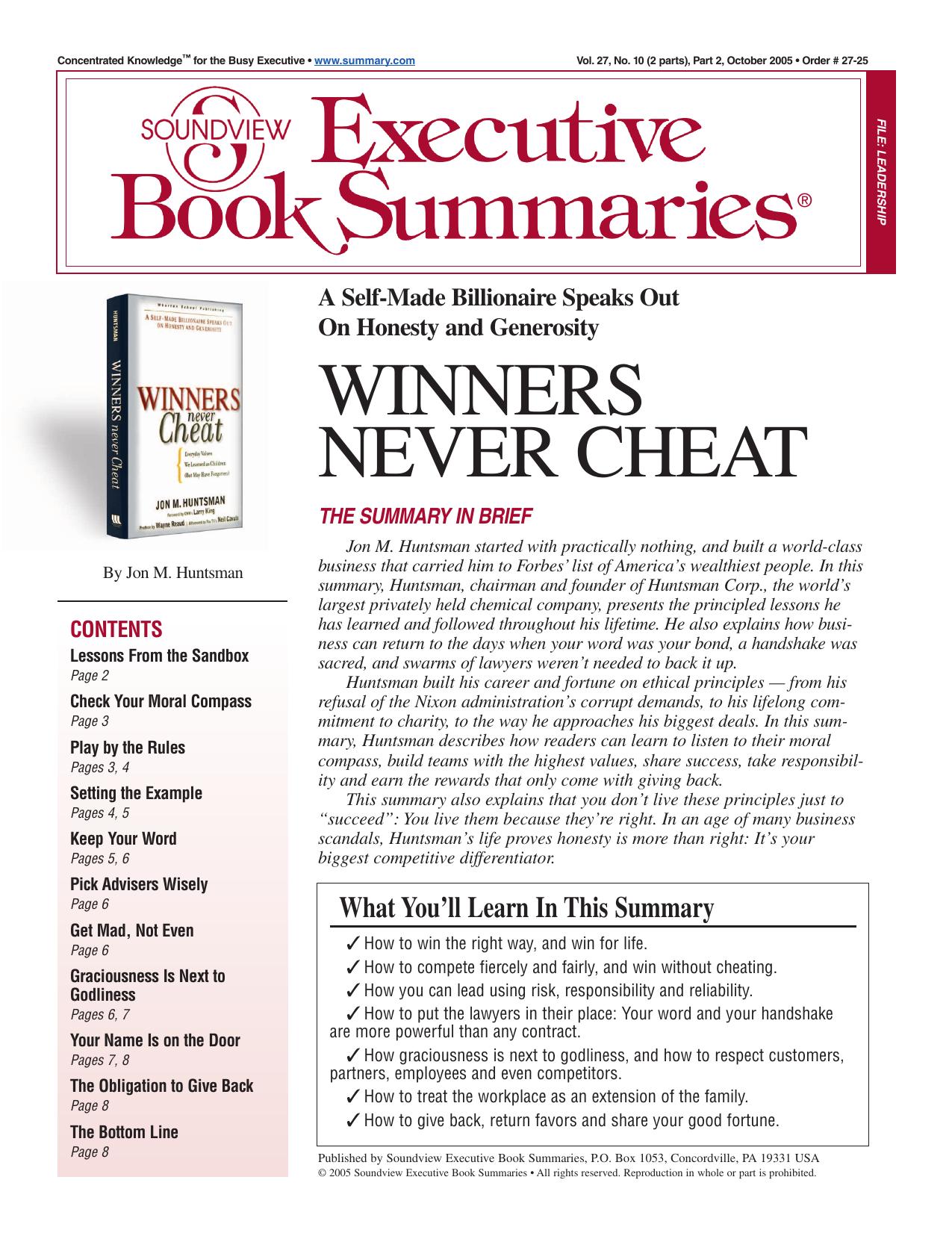 Winners Never Cheat by Jon M. Huntsman