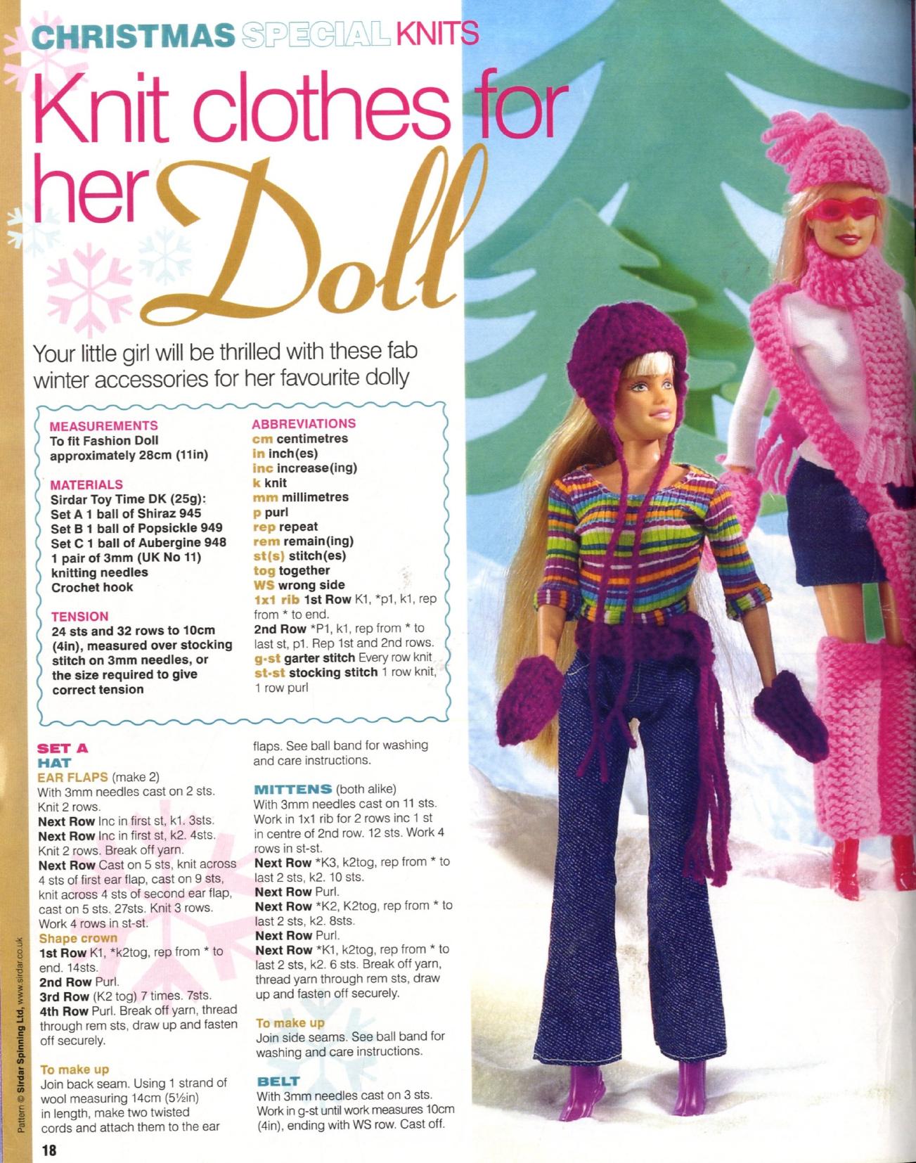 Winter Accessories For 11.5 Inch Fashion Dolls by Easy For Beginners