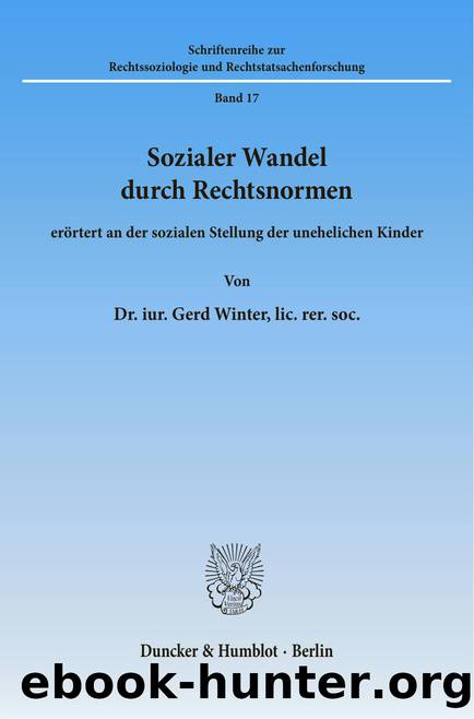 Winter by Sozialer Wandel durch Rechtsnormen (9783428422678)