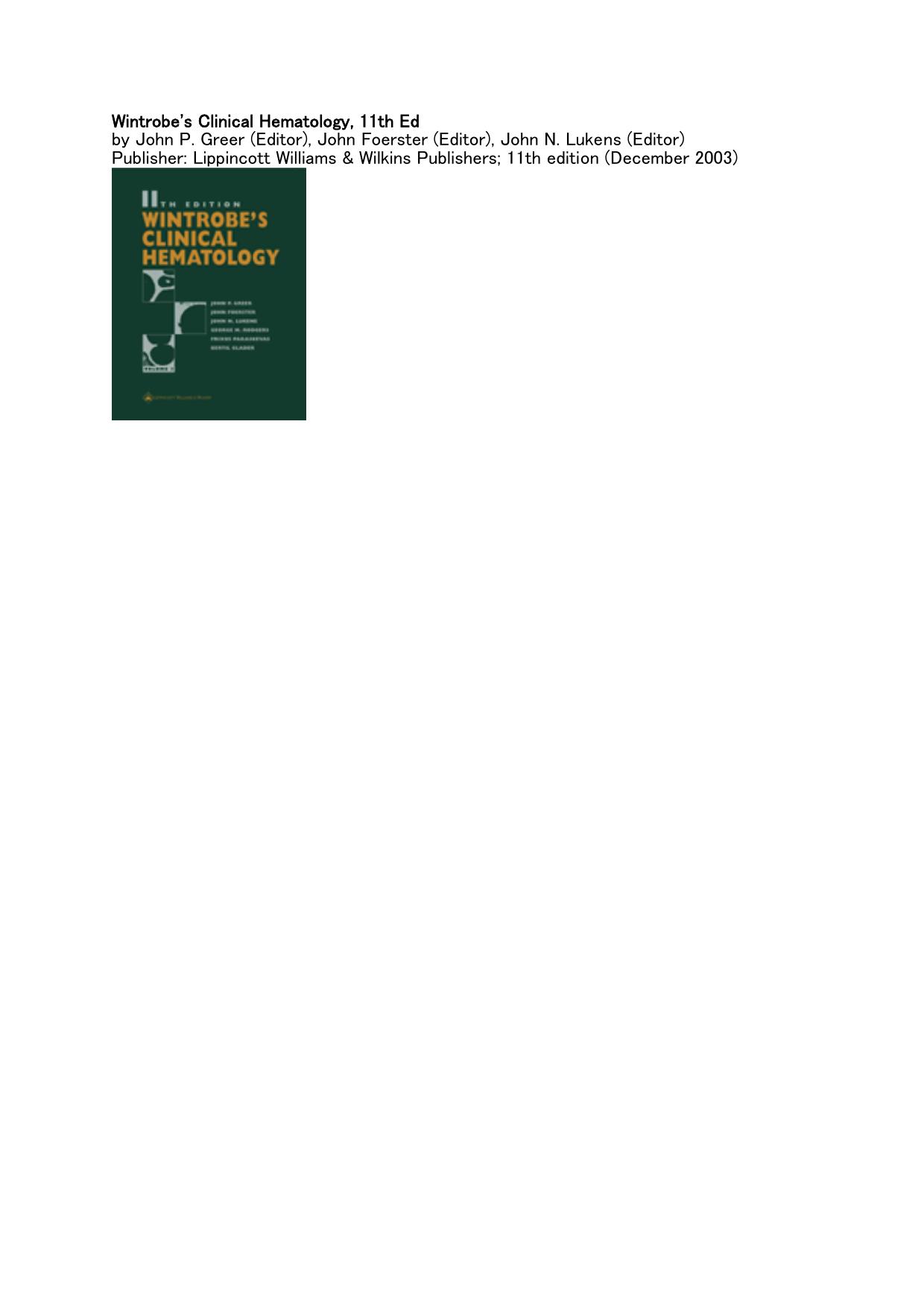 Wintrobe's Clinical Hematology by noriaki