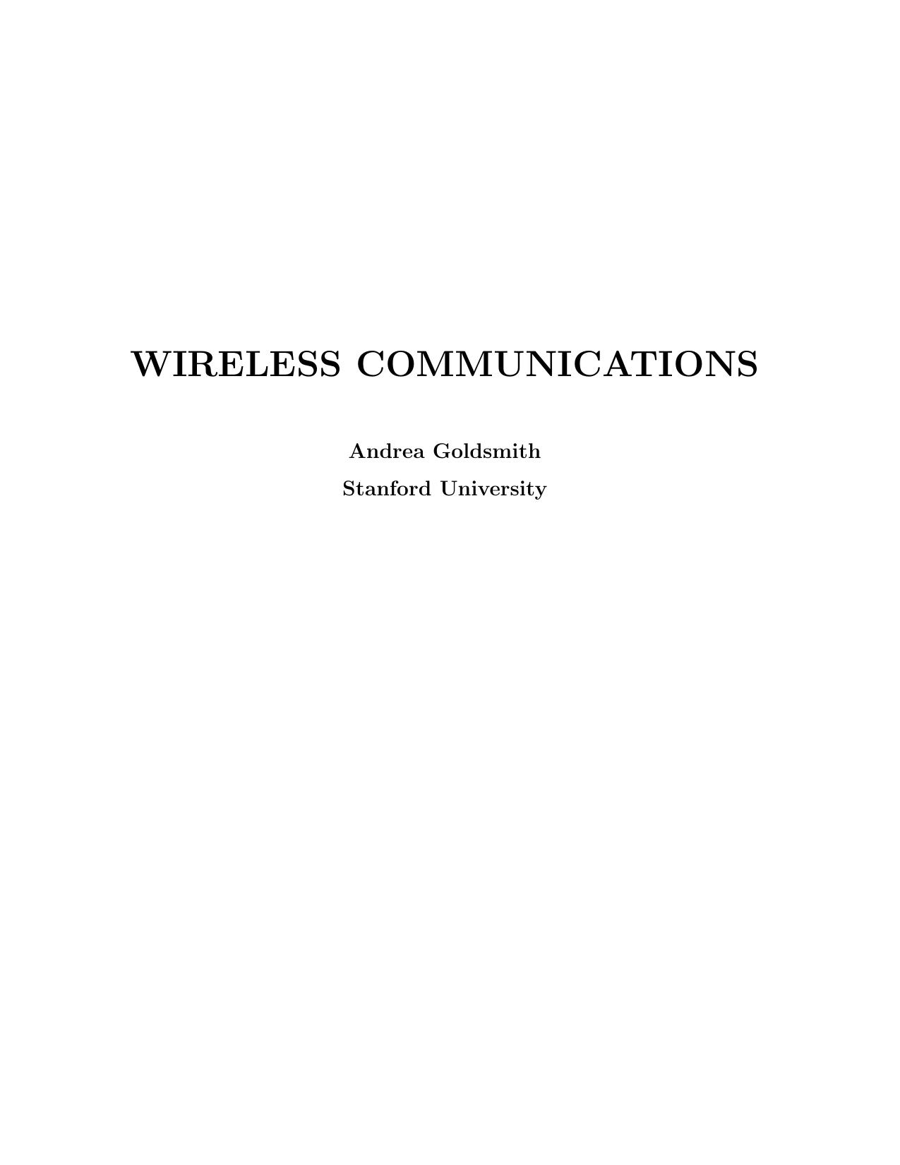 Wireless Communications by Goldsmith A