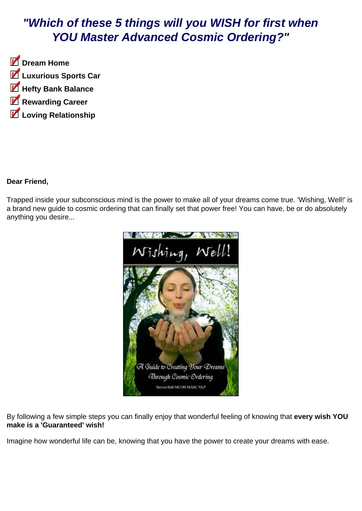 Wishing, Well! - Advanced Cosmic Ordering Course. by Best of Kuszter's Collection