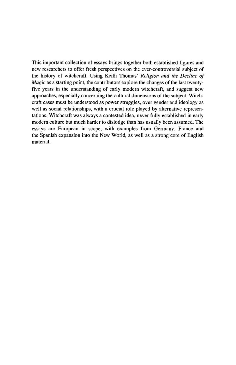 Witchcraft in Early Modern Europe: Studies in Culture and Belief (Past and Present Publications) by Jonathan Barry Marianne Hester Gareth Roberts
