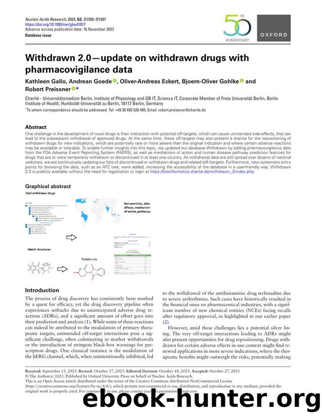 Withdrawn 2.0âupdate on withdrawn drugs with pharmacovigilance data by Kathleen Gallo & Andrean Goede & Oliver-Andreas Eckert & Bjoern-Oliver Gohlke & Robert Preissner