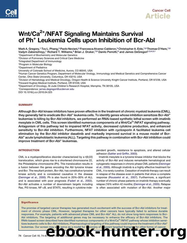 WntCa2+NFAT Signaling Maintains Survival of Ph+ Leukemia Cells upon Inhibition of Bcr-Abl by unknow