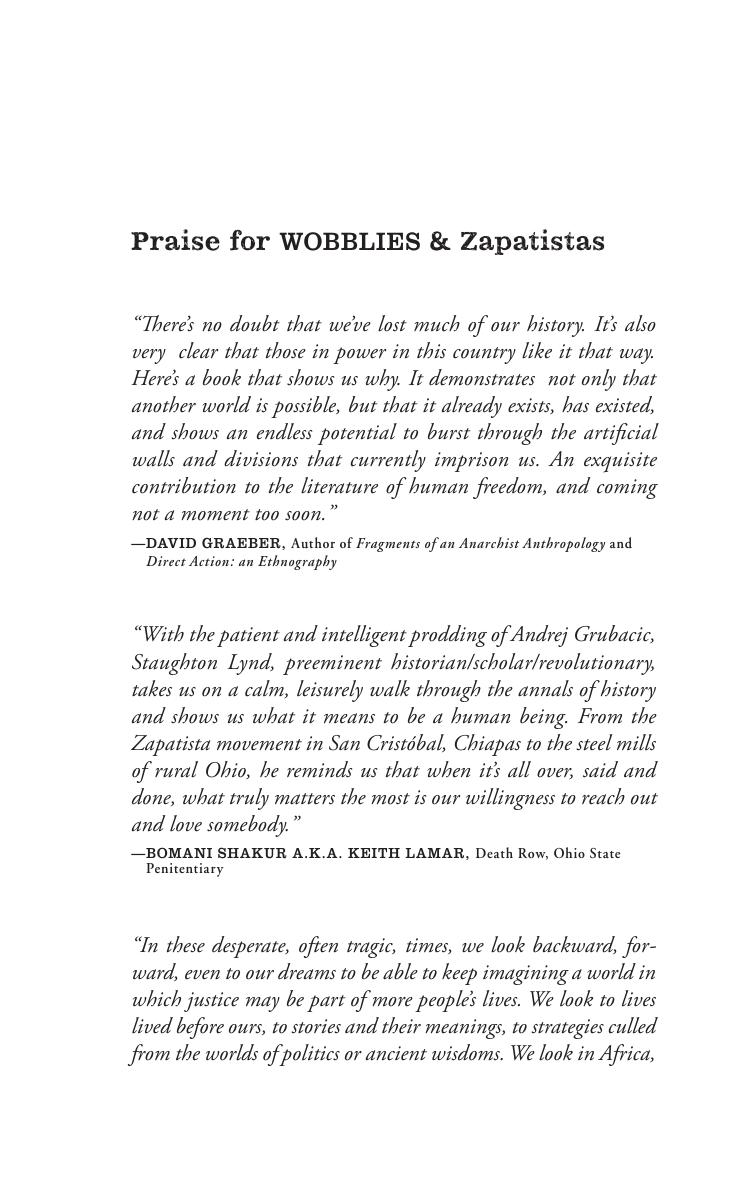 Wobblies and Zapatistas: Conversations on Anarchism, Marxism and Radical History by Staughton Lynd & Andrej Grubacic