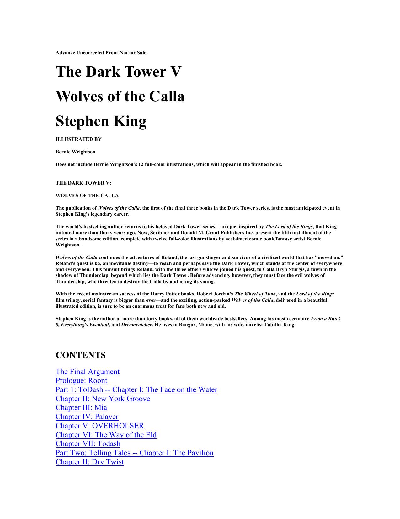 Wolves of the Calla (Dark Tower, Book 5) by Stephen King