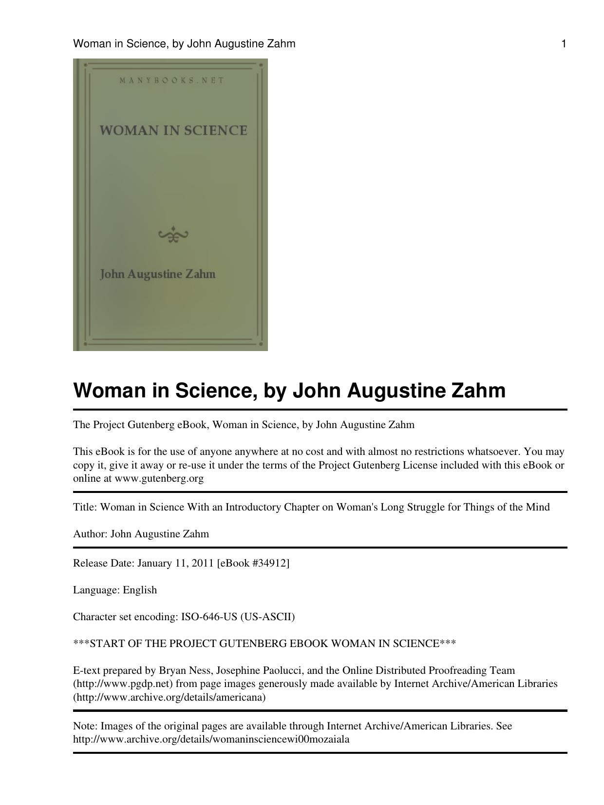 Woman in Science by John Augustine Zahm