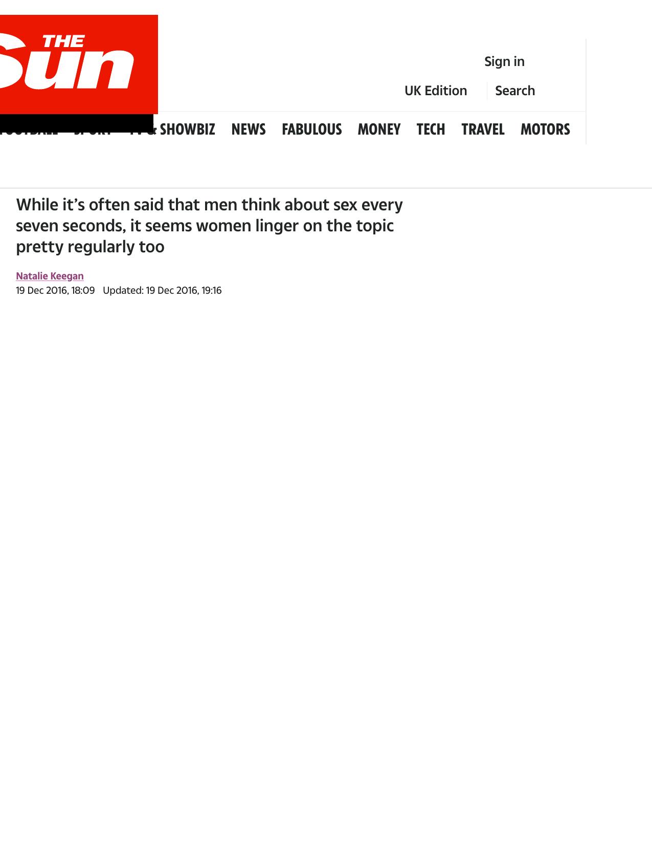 Women think about sex around 18 times a day by Keegan; N