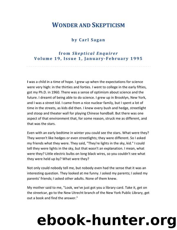Wonder and Skepticism by Carl Sagan