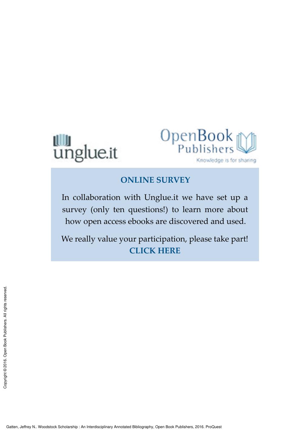 Woodstock Scholarship : An Interdisciplinary Annotated Bibliography by Jeffrey N. Gatten