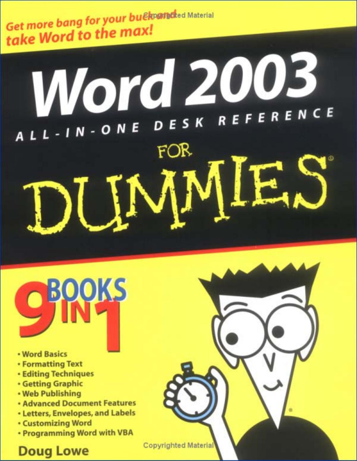 Word 2003 : all-in-one desk reference for dummies by Doug Lowe