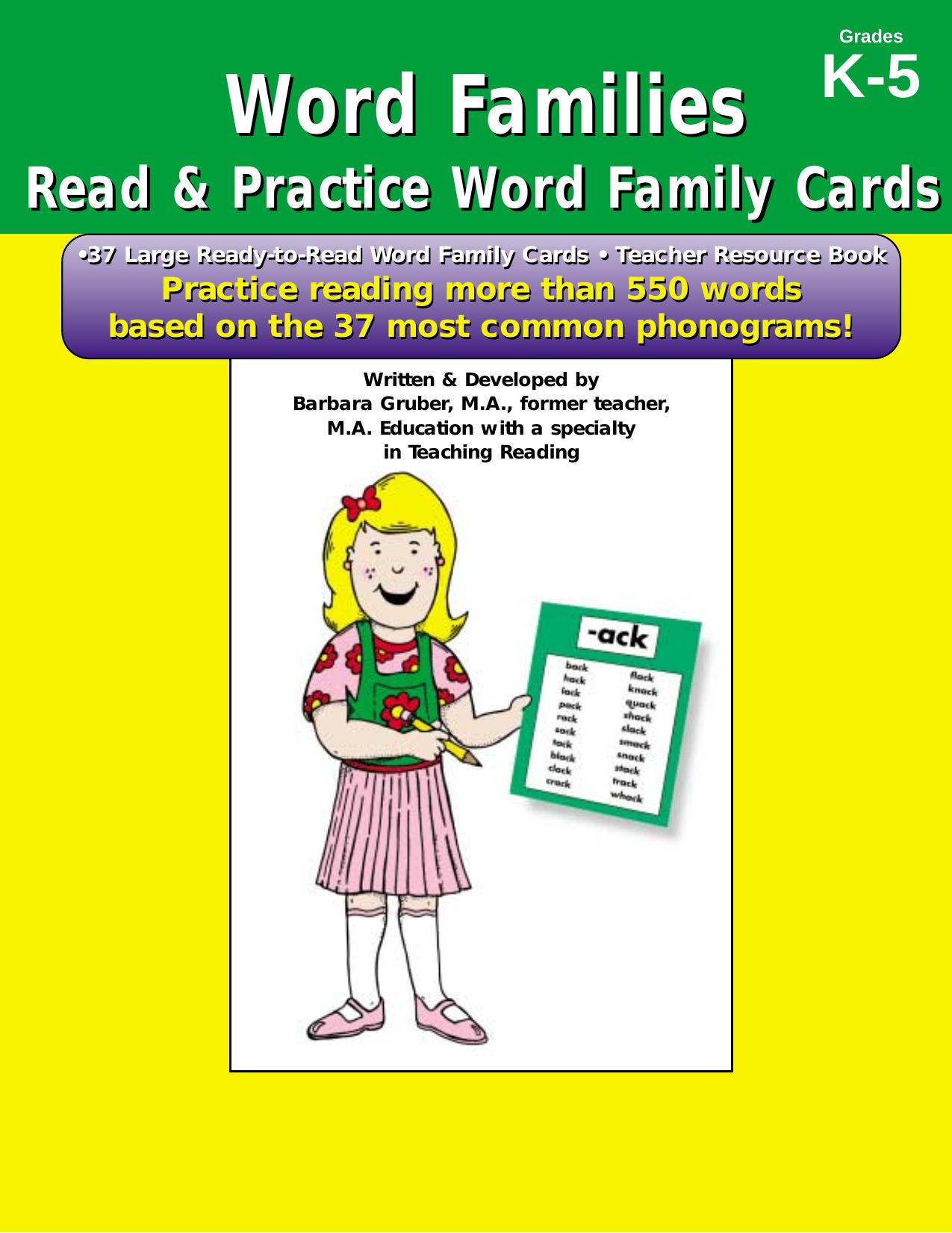 Word Families: Read & Practice Word Family Cards by Gruber Barbara