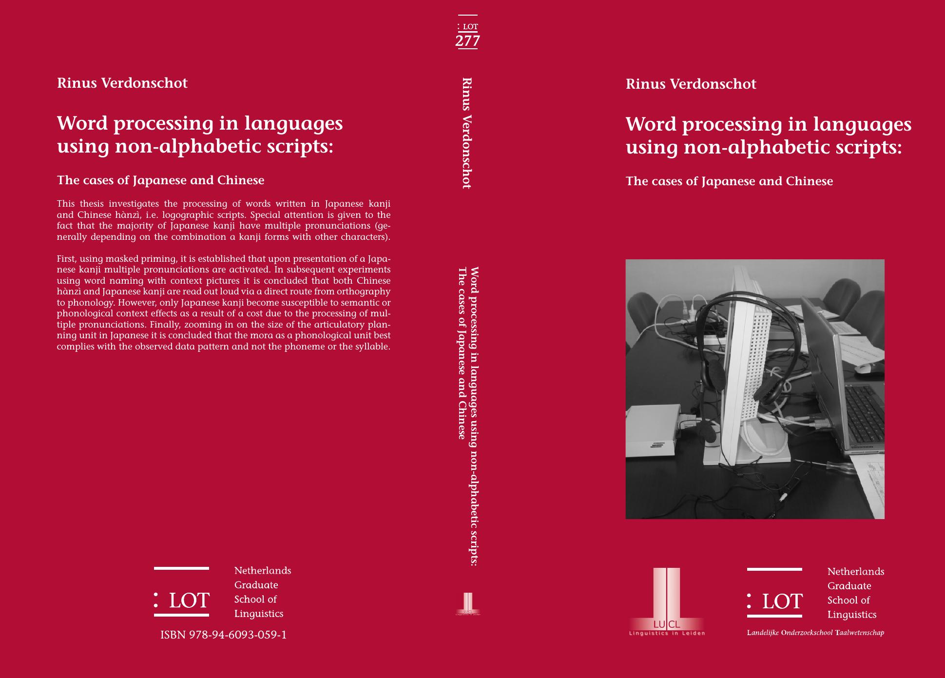 Word Processing in Languages Using Non-alphabetic Scripts: The Cases of Japanese and Chinese by Rinus Verdonschot