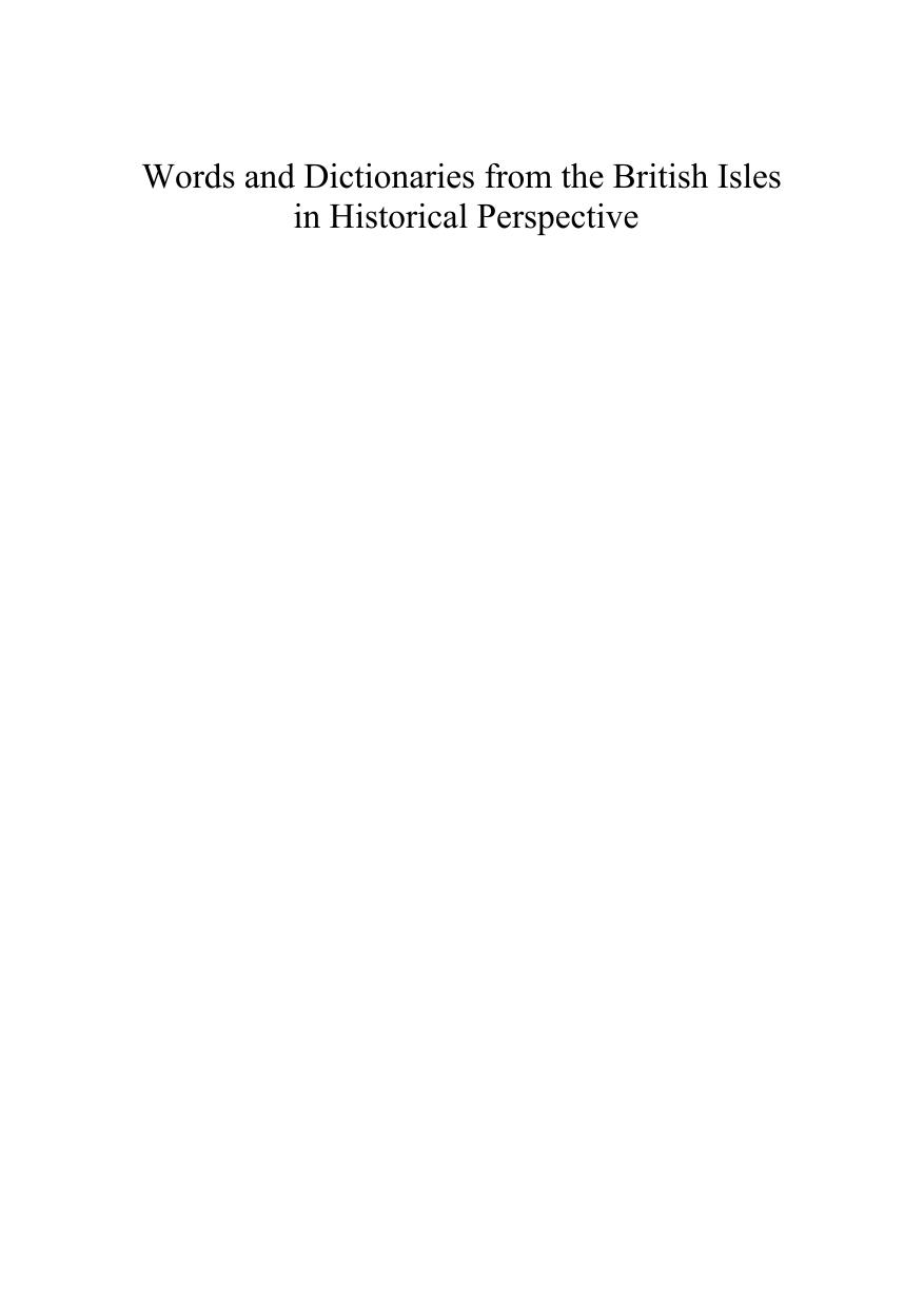 Words and Dictionaries from the British Isles in Historical Perspective by John Considine; Giovanni Iamartino