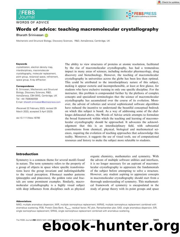 Words of advice: teaching macromolecular crystallography by Unknown
