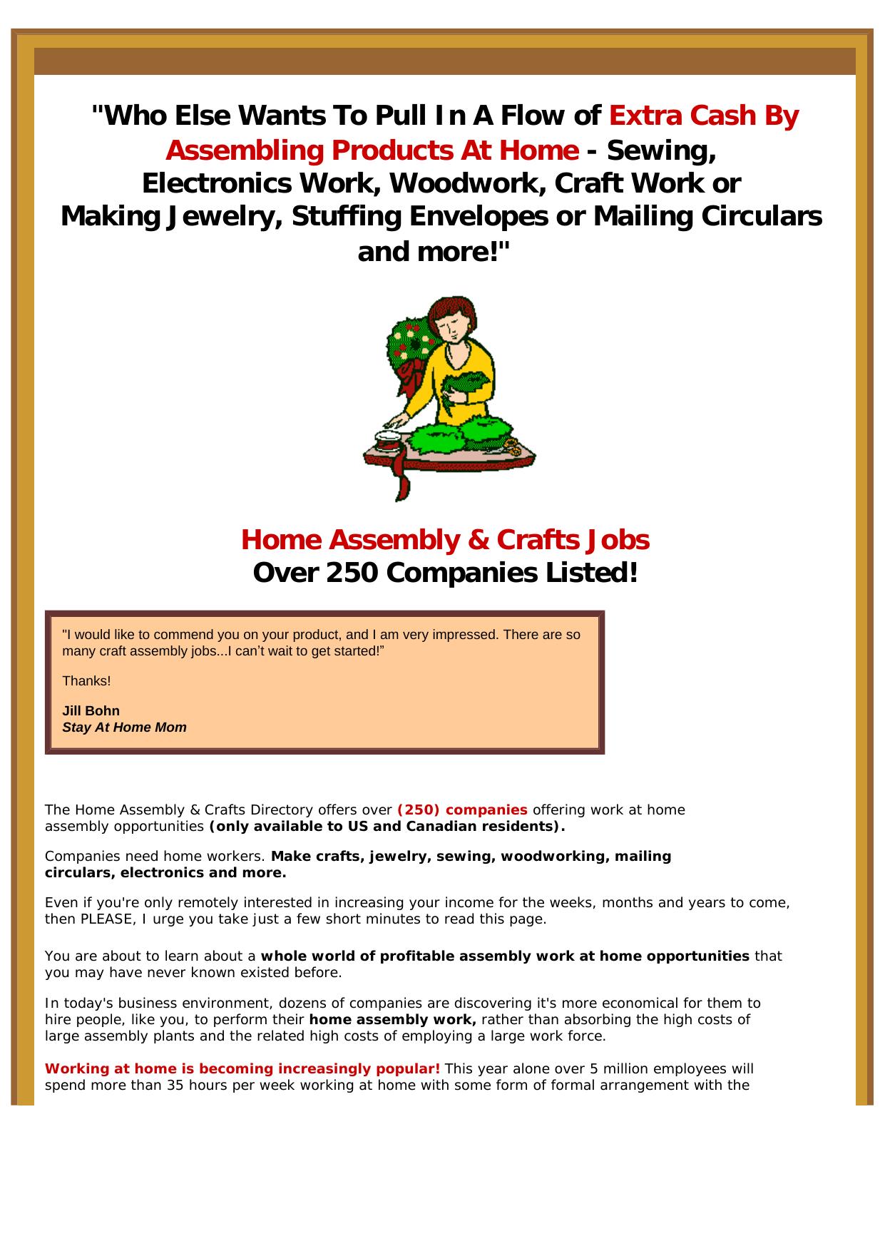 Work At Home Assemble & Crafts Jobs! by Best of Kuszter's Collection