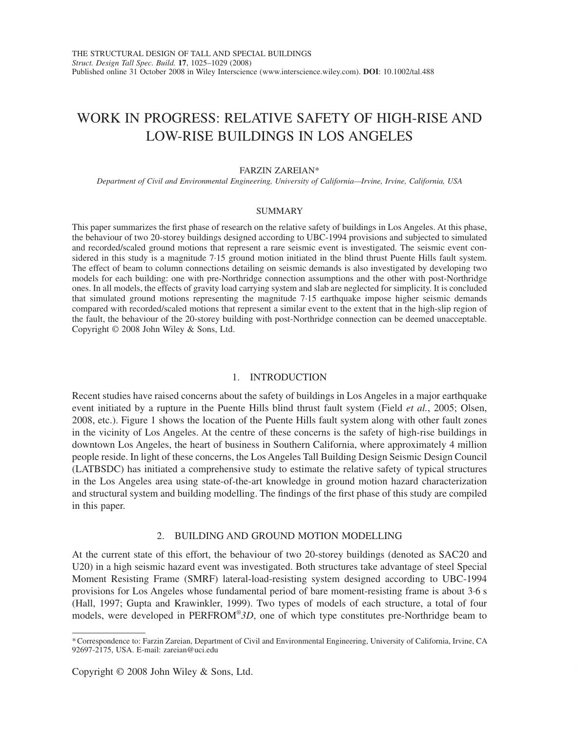 Work in progress: relative safety of high-rise and low-rise buildings in Los Angeles by PC