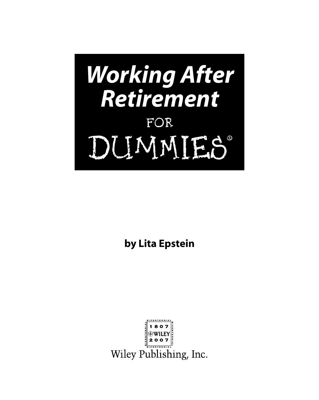 Working After Retirement For Dummies by Lita Epstein