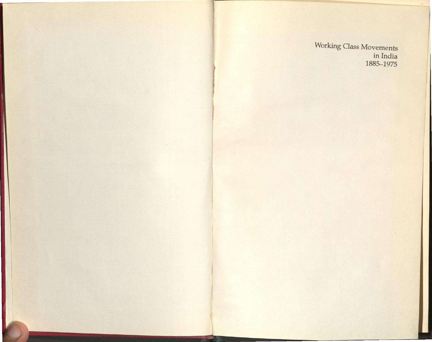Working Class Movements in India, 1885-1975 by Sunil Kumar Sen
