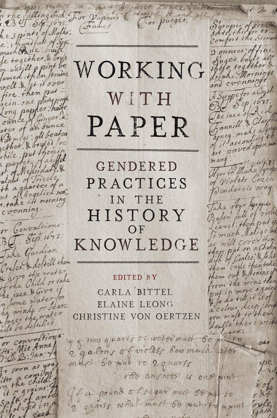 Working with Paper: Gendered Practices in the History of Knowledge by Carla Bittel and Elaine Leong and Christine von Oertzen (Editors)