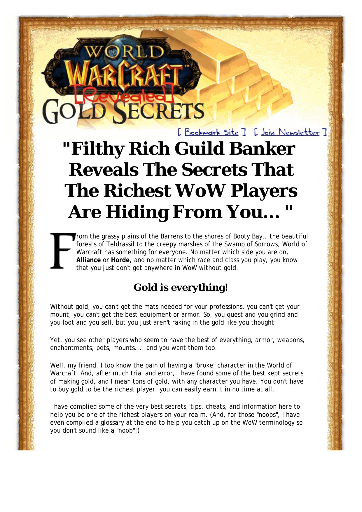 World Of Warcraft Gold Secrets Revealed. by Best of Kuszter's Collection