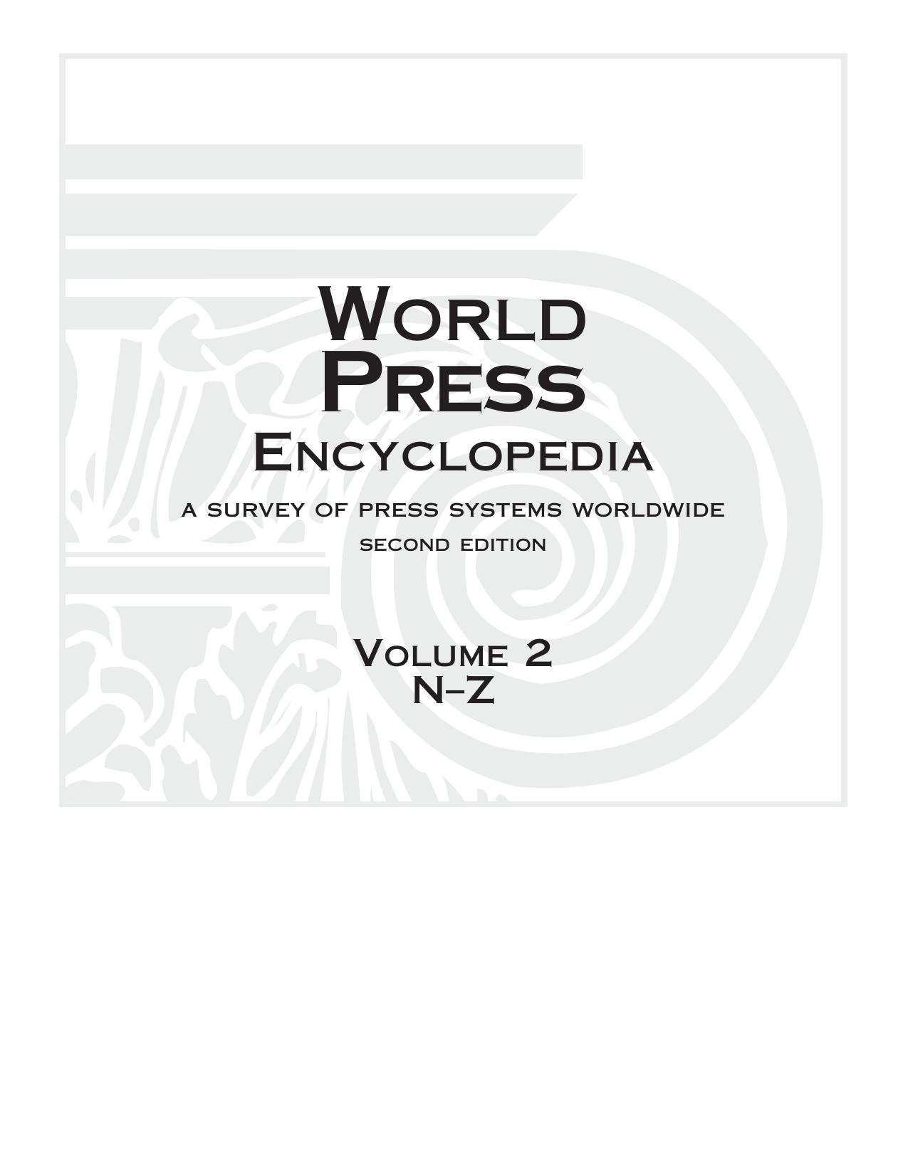 World Press Encyclopedia Vol 2 N Z Index by Unknown