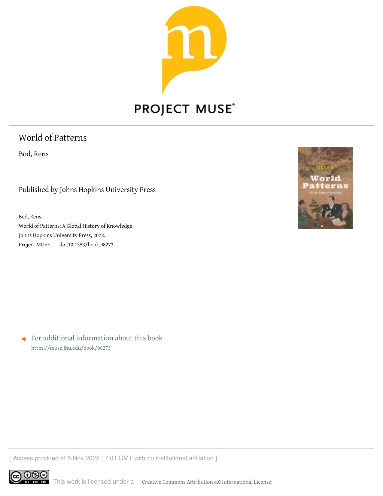 World of Patterns: A Global History of Knowledge by Rens Bod