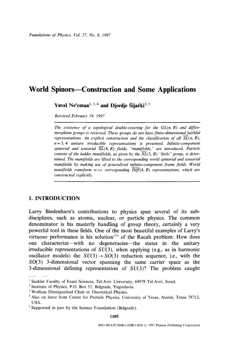 World spinors&#x2014;Construction and some applications by Unknown