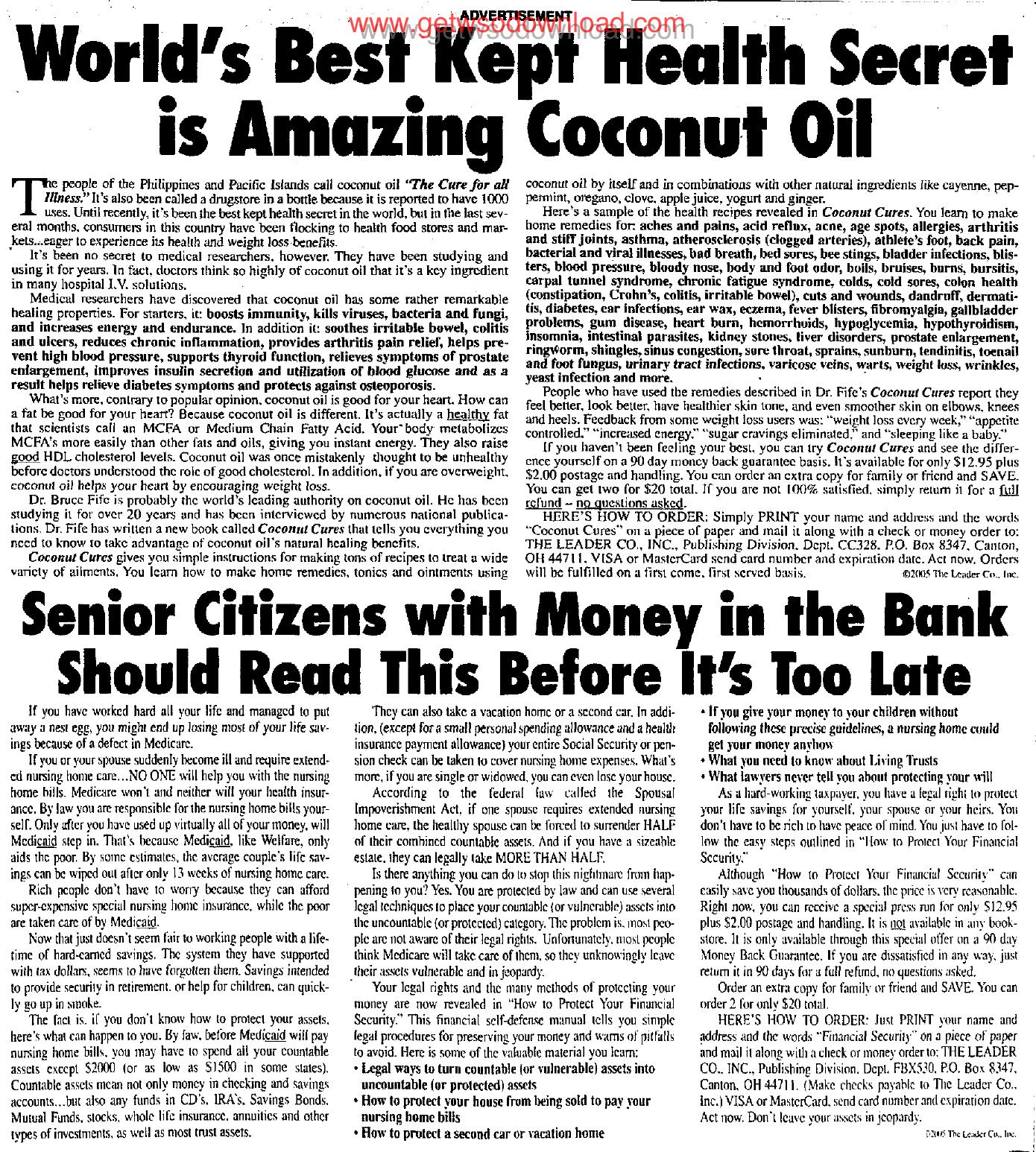 Worlds Best Kept Health Secret is Amazing Coconut Oil by Copyright 2007 Heritage Microfilm Inc. and Newspaperarchive.com