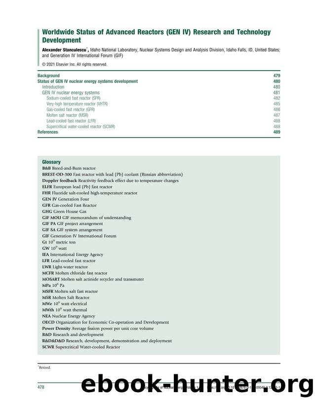 Worldwide Status of Advanced Reactors &#40;GEN IV&#41; Research and Technology Development by Alexander Stanculescu