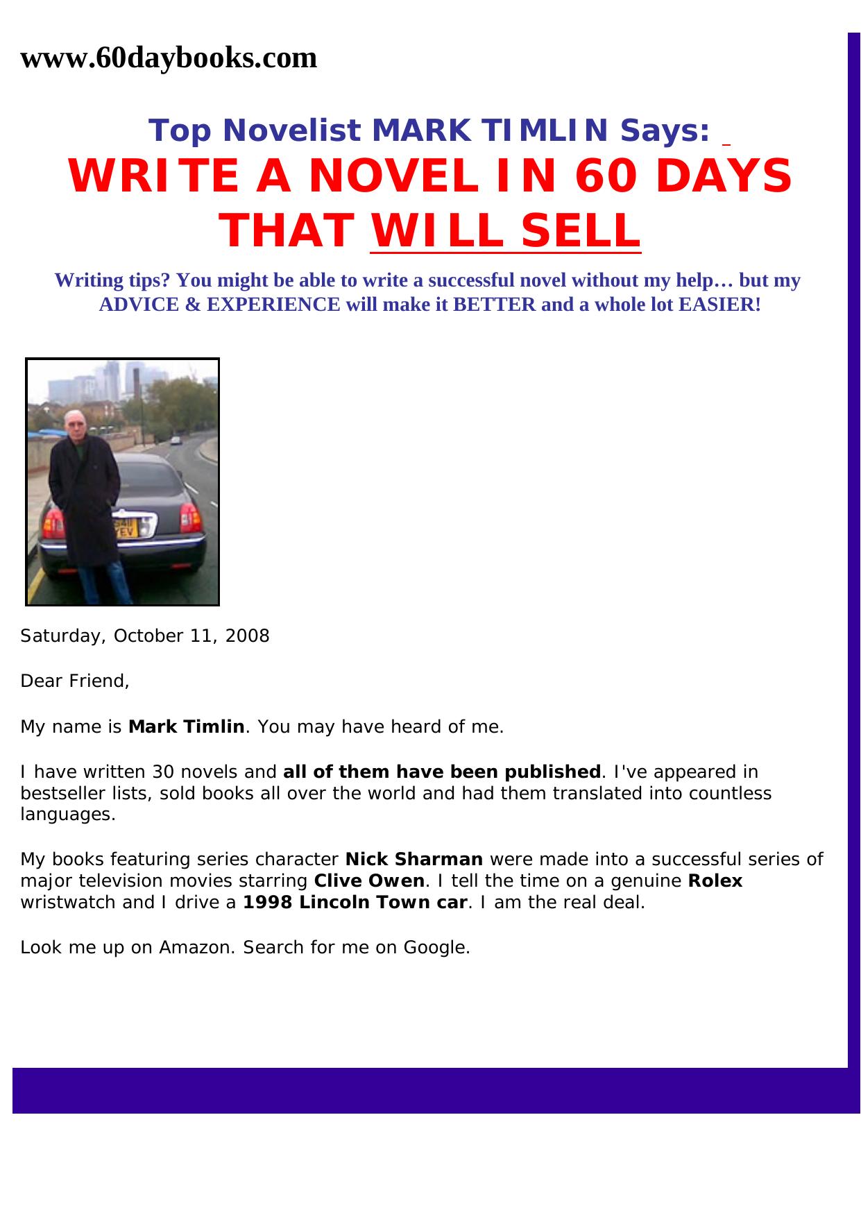 Write A Novel In 60 Days- New & Hot!! by Best of Kuszter's Collection