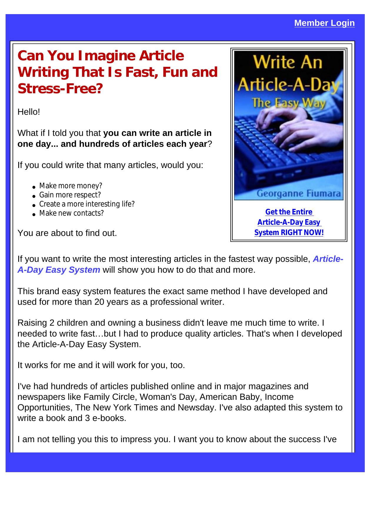 Write An Article-A-Day, The Easy Way! by Best of Kuszter's Collection