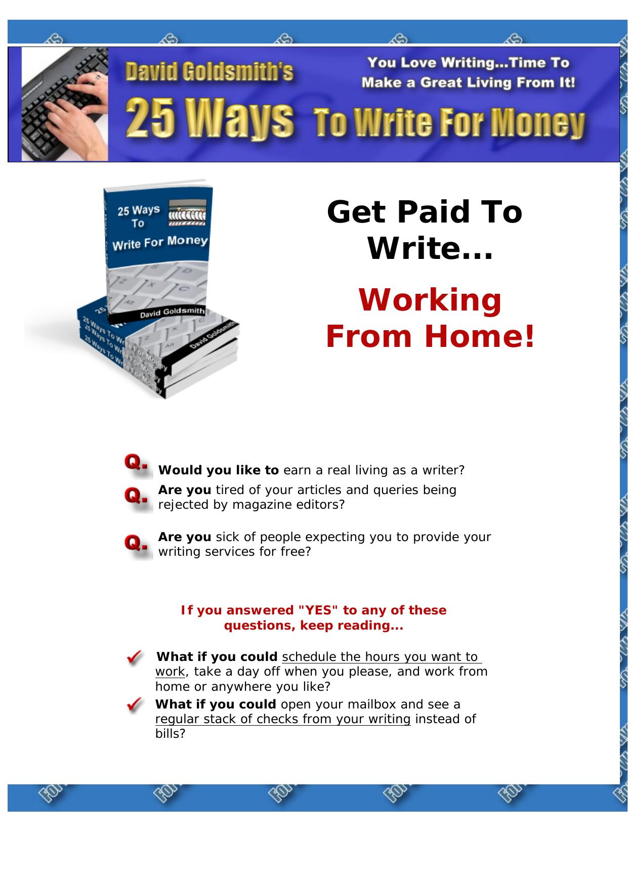 WriterIncome.com -- 25 Ways To Write For Money. by Best of Kuszter's Collection