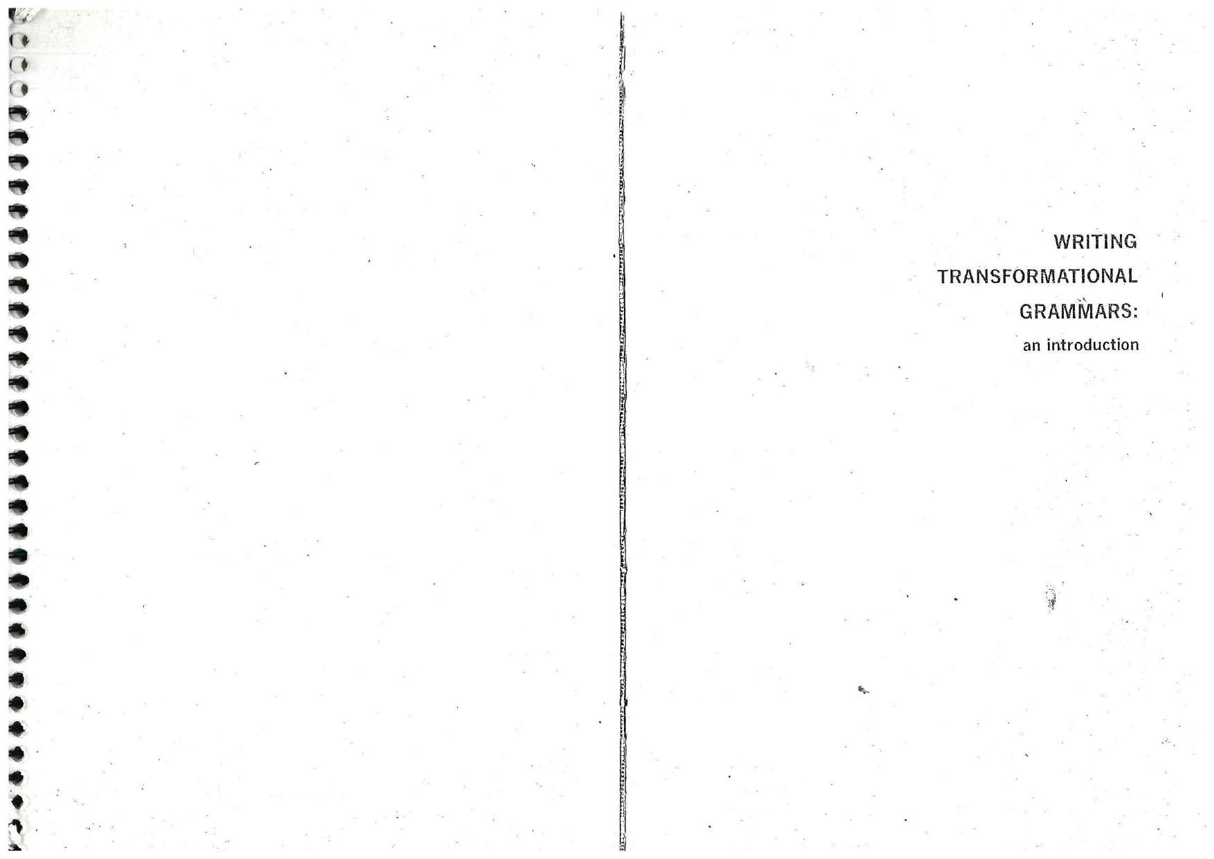 Writing Transformational Grammars: an introduction by Andreas Koutsoudas