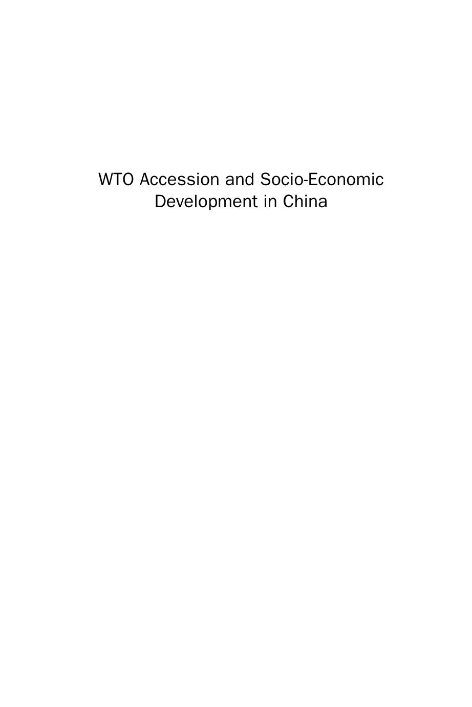 Wto Accession and Socio-Economic Development in China by Parikshit Basu Yapa Bandara