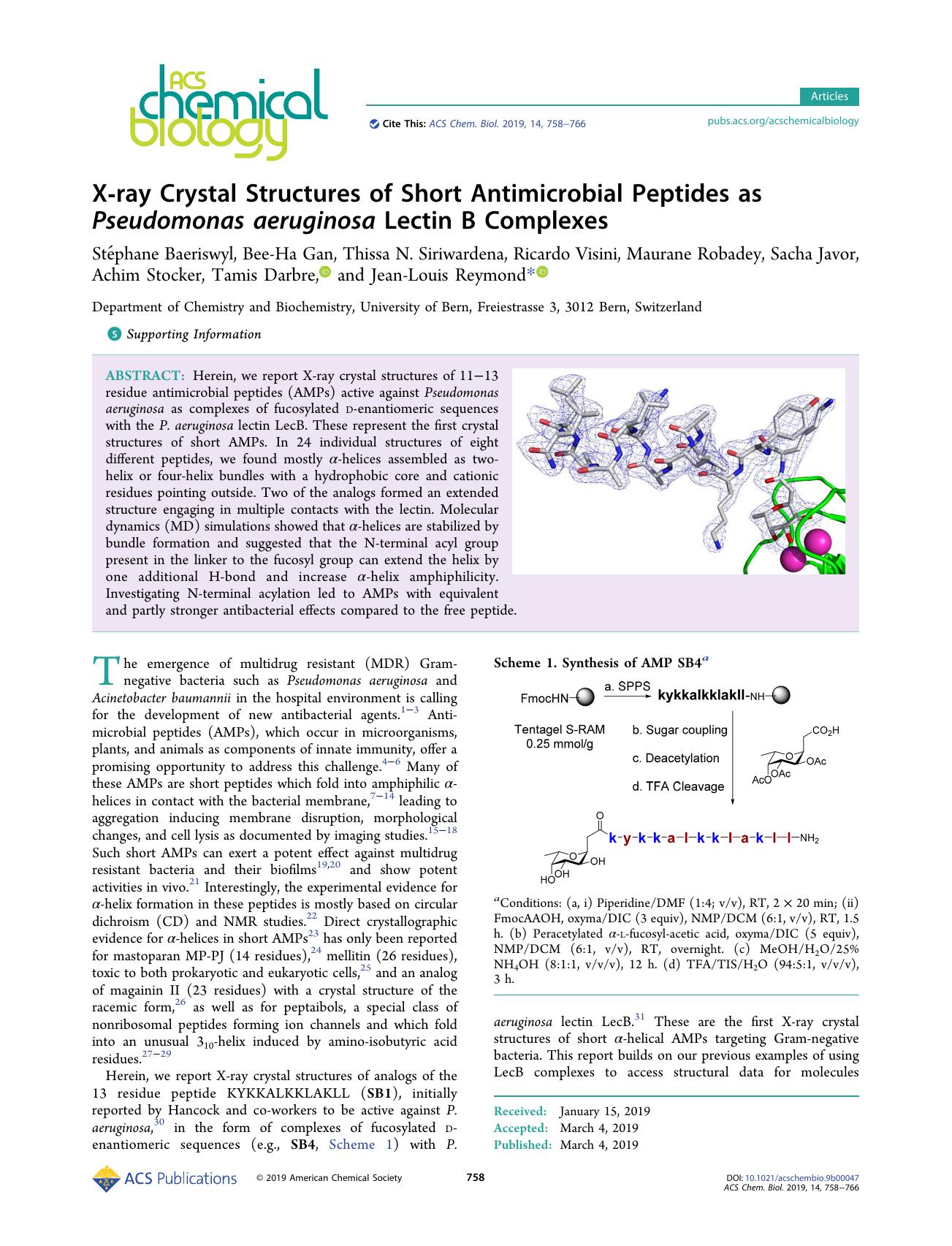 X-ray Crystal Structures of Short Antimicrobial Peptides as Pseudomonas aeruginosa Lectin B Complexes by unknow