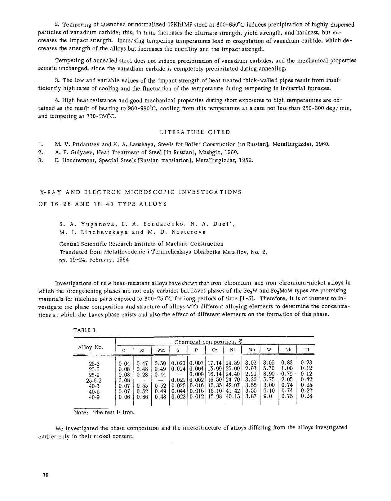 X-ray and electron microscopic investigations of 16&#x2013;25 and 18&#x2013;40 type alloys by Unknown