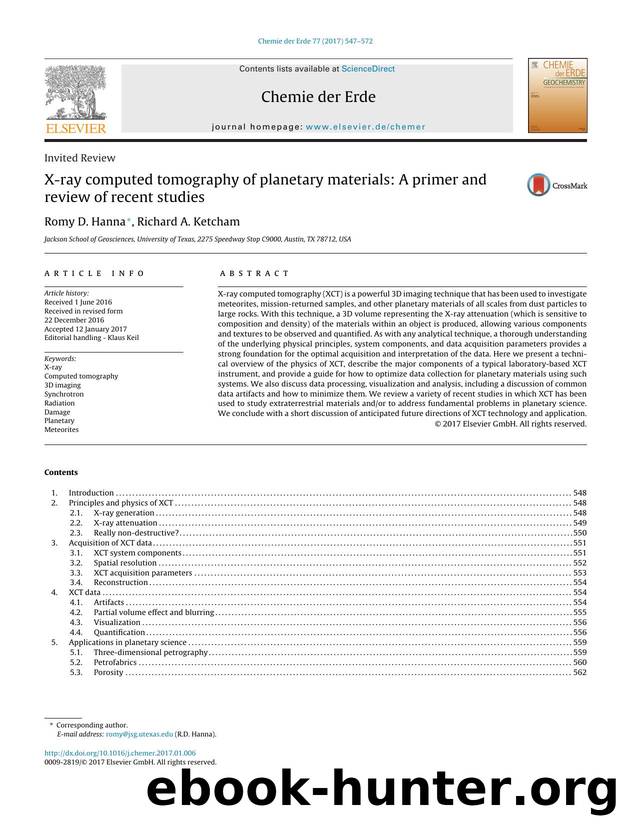 X-ray computed tomography of planetary materials: A primer and review of recent studies by Romy D. Hanna & Richard A. Ketcham