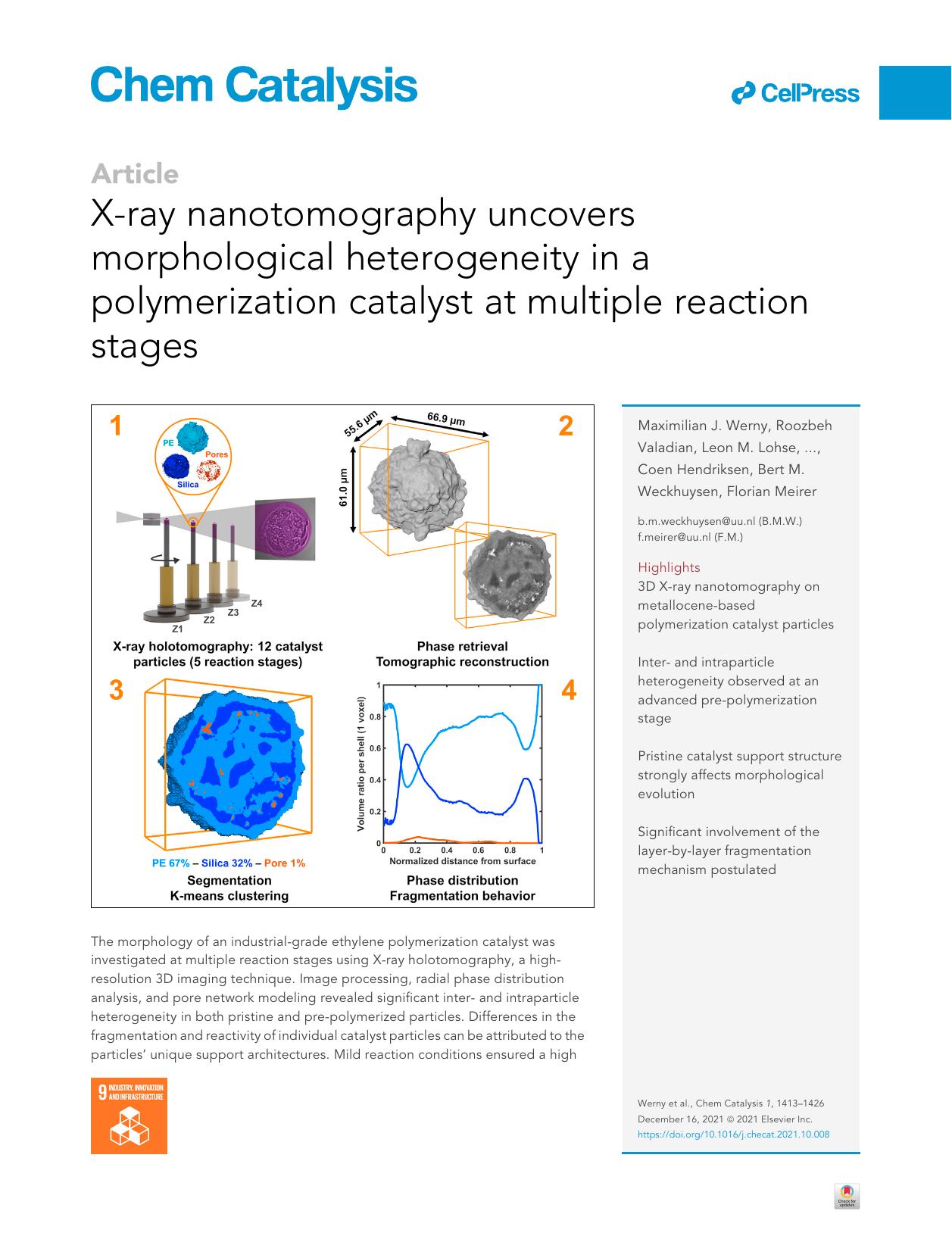 X-ray nanotomography uncovers morphological heterogeneity in a polymerization catalyst at multiple reaction stages by unknow