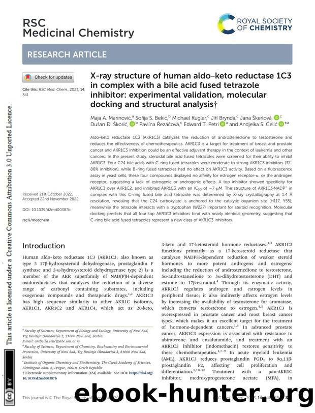 X-ray structure of human aldoâketo reductase 1C3 in complex with a bile acid fused tetrazole inhibitor: experimental validation, molecular docking and structural analysis by unknow