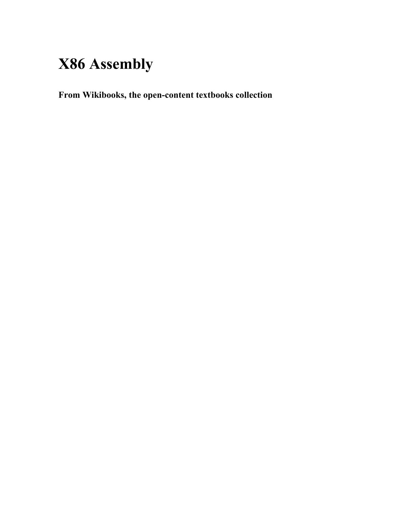 X86 AssemblyPrint Version - Wikibooks, collection of open-content textbooks by Unknown
