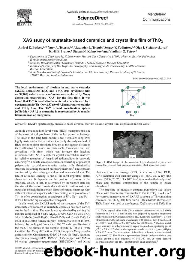 XAS study of murataite-based ceramics and crystalline film of ThO2 by unknow