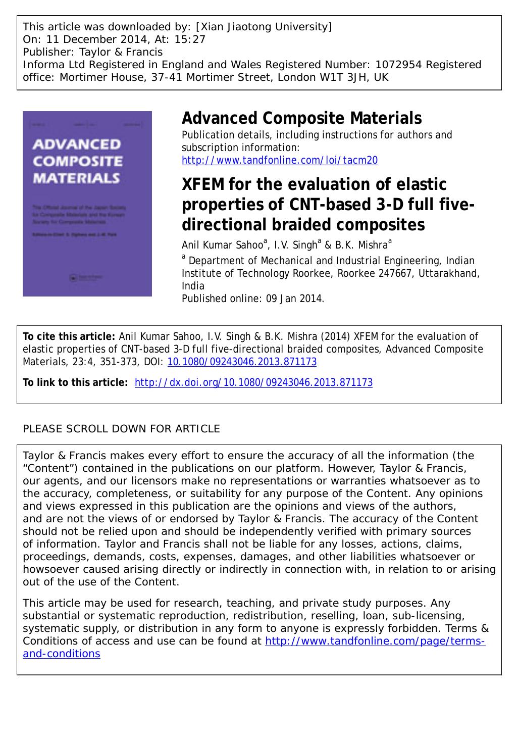 XFEM for the evaluation of elastic properties of CNT-based 3-D full five-directional braided composites by Anil Kumar Sahoo
