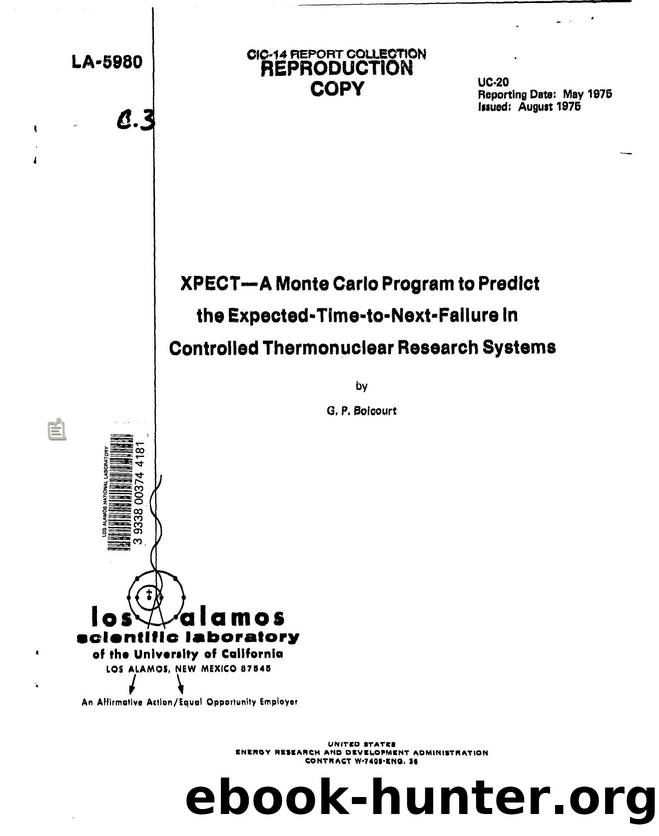 XPECT   a Monte Carlo program to predict the expected-time-to-next-failure in controlled thermonuclear research systems  None by LANL Research Library LWW Project