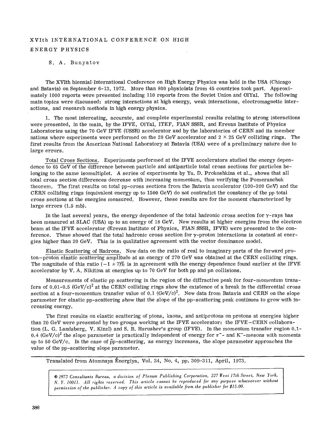 XVIth International Conference on High Energy Physics by Unknown