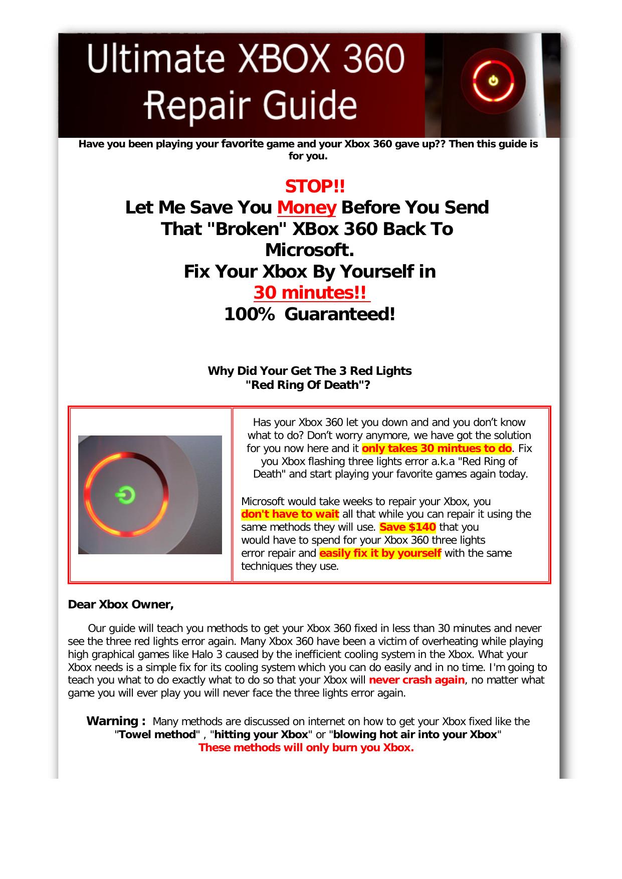 Xbox 360 Three Red Lights Repair Guide + Bonuses - Super Convertions. by Best of Kuszter's Collection