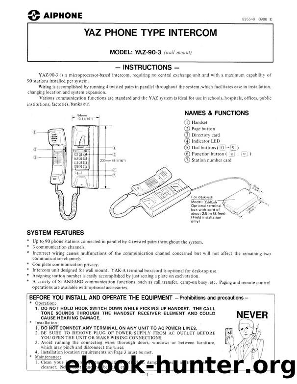 YAZ Loop-Wired Intercom Instructions by Unknown